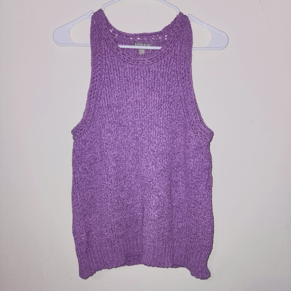 J. Crew Tops - J. Crew Purple Sleeveless High Neck Textured Pointelle Sweater Tank Sz: Medium